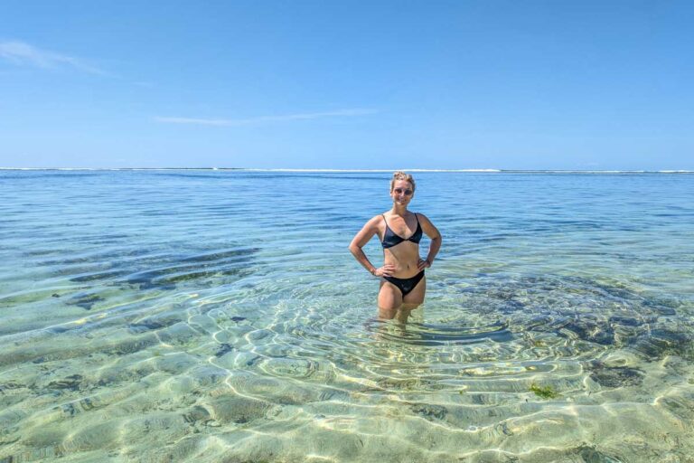 Bailey poses for a photo at a beach in Uluwatu, Bali