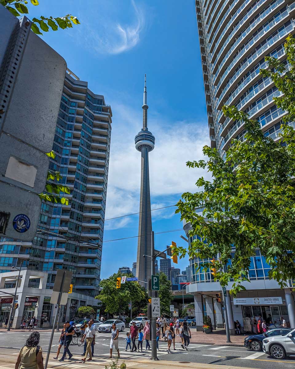 CN tower in Toronto from below