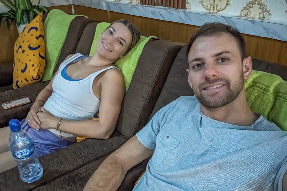 Daniel and Bailey enjoy a massage in Canggu, Bali