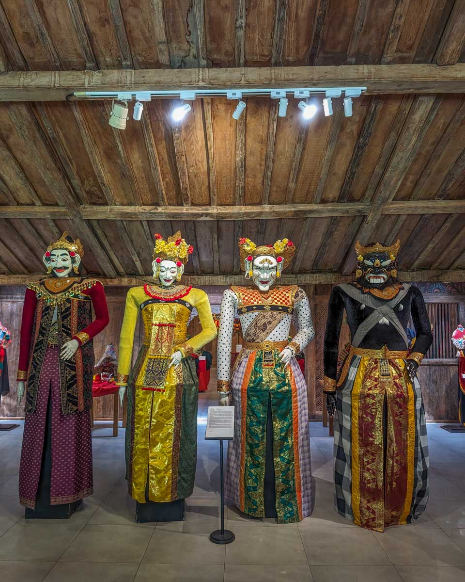 Display of life size puppets at Setia Darma House of Mask and Puppets in Ubud Bali