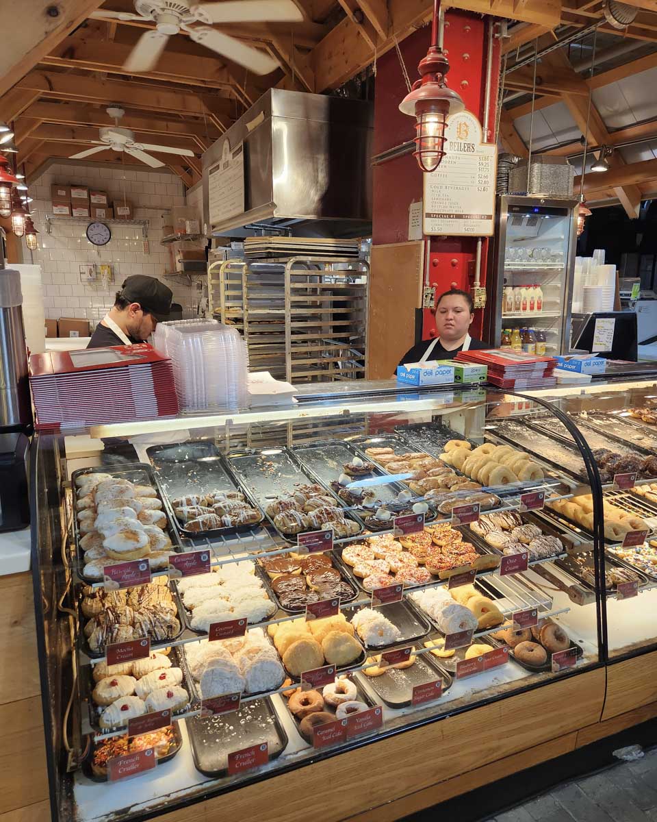 Donuts on display at Reading Terminal Market Philadelphia
