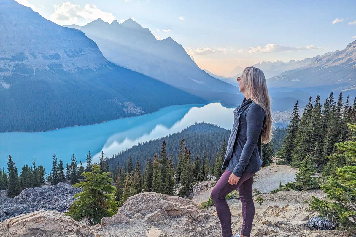 Peyto Lake at sunset on the Icefields Parkway