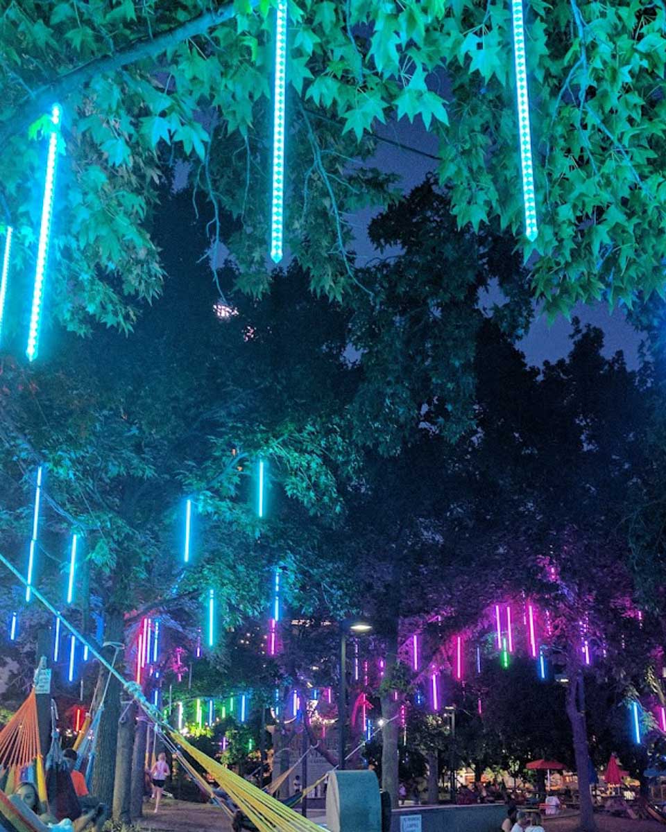 Spruce Street Harbor Park lights