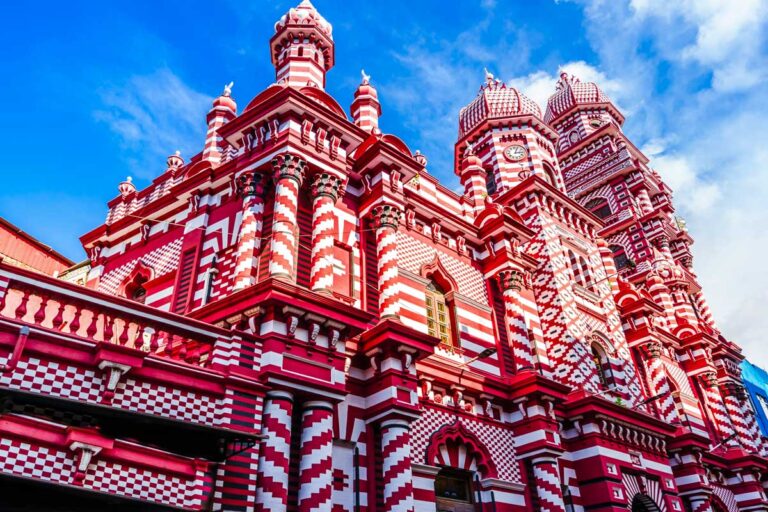 The Jami Ul-Alfar Mosque in Colombo Sri Lanka seen on a full city tour