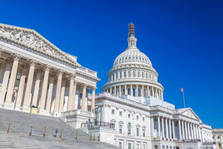 The United States Capitol Building seen in Washington DC ona sunny day
