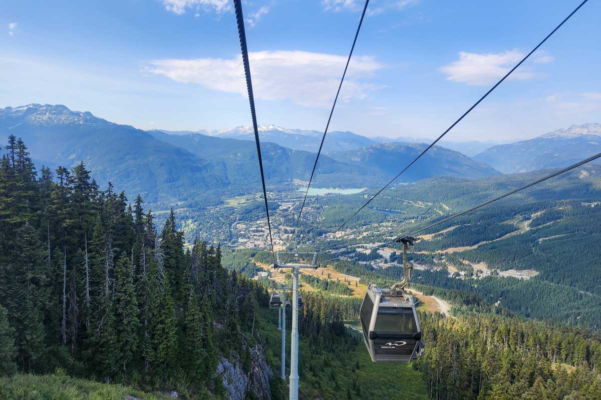The gondola back down from the top of whistler, canada, during via ferrata