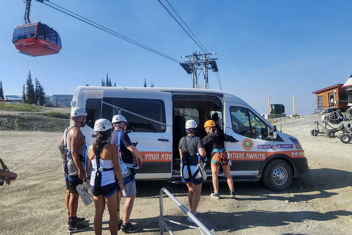 The van used to ride to the zipline whistler, canada, sasquatch zipline