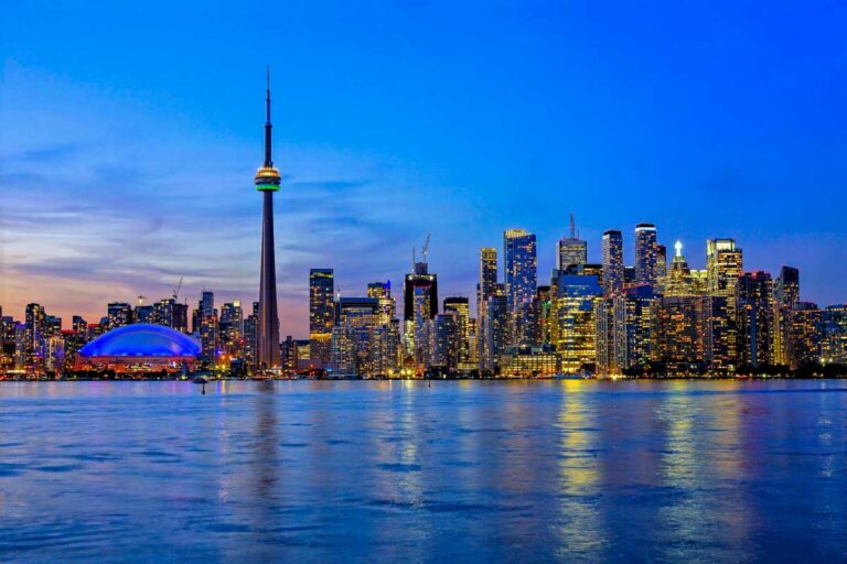 Toronto skyline from the Toronto Islands at sunset Canada