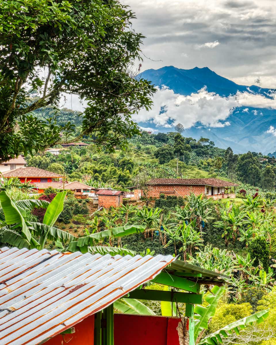 View over the coffee farms in Jardin Colombia