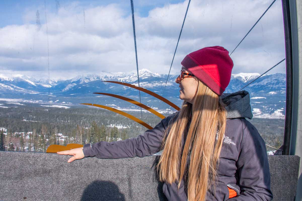 Bailey rides the kicking Horse Gondola in Golden, BC