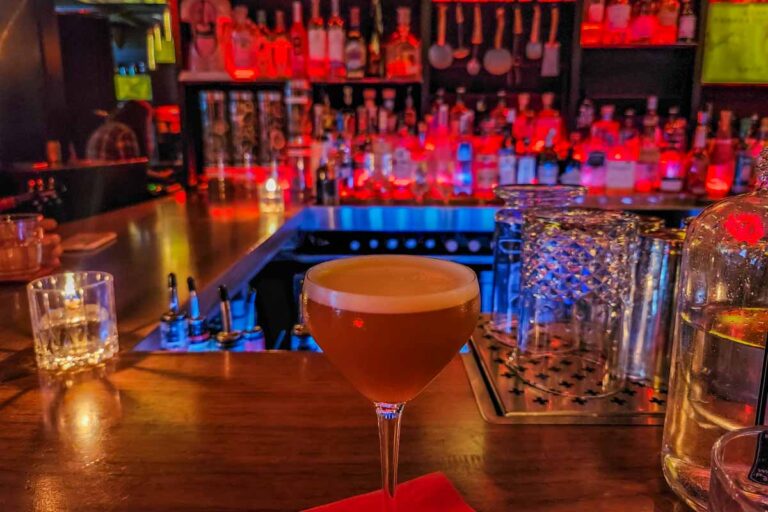 A cocktail on a bar in Toronto, Canada