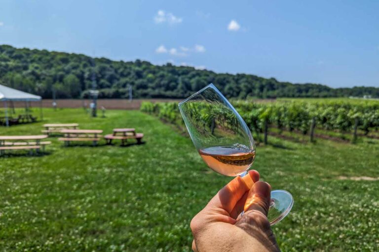 A tasting glass of wine at a winery in Niagara on the Lake