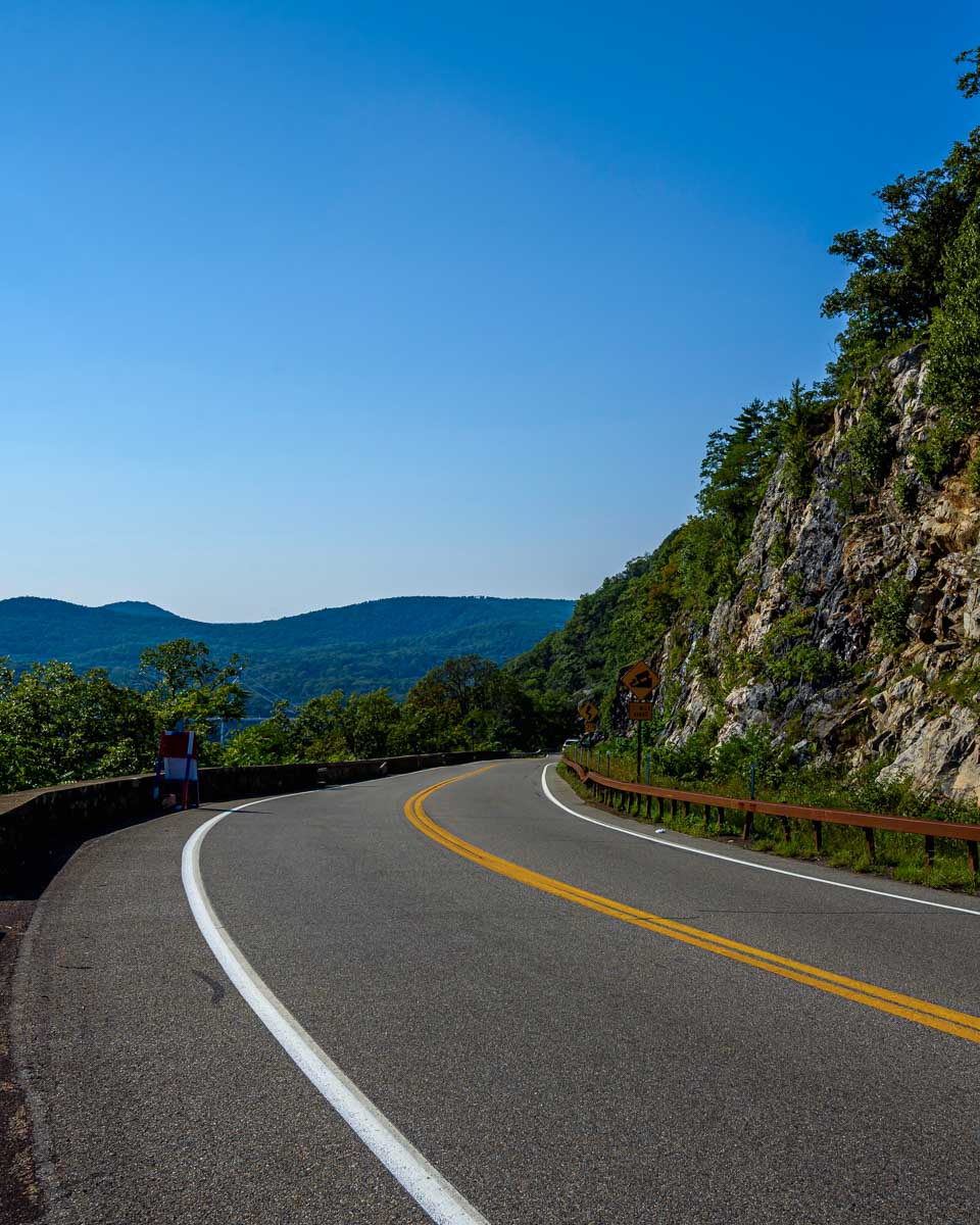 A road through Bear Mountain State Park New York