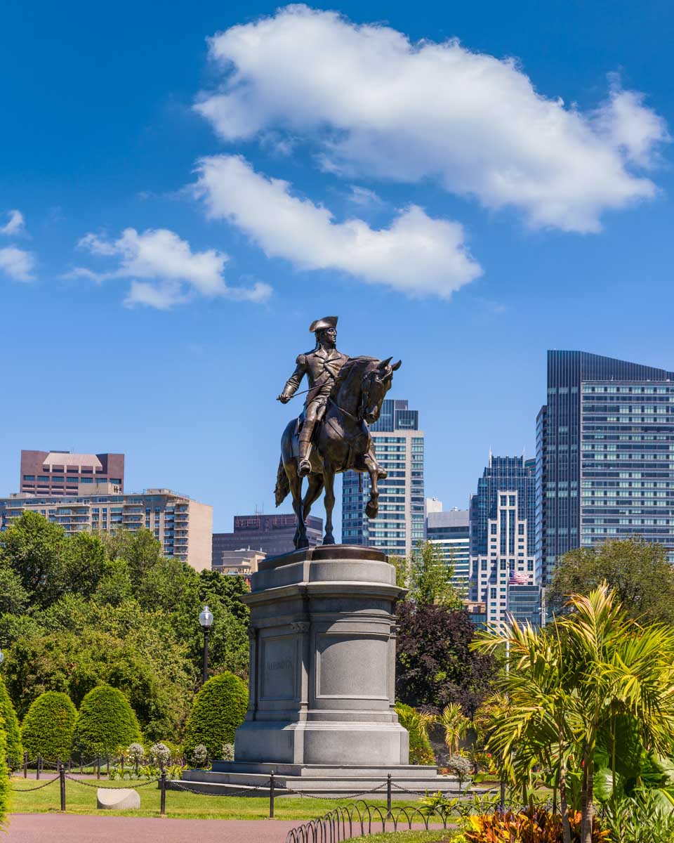 A statue of George Washington in the Boston Commons Boston