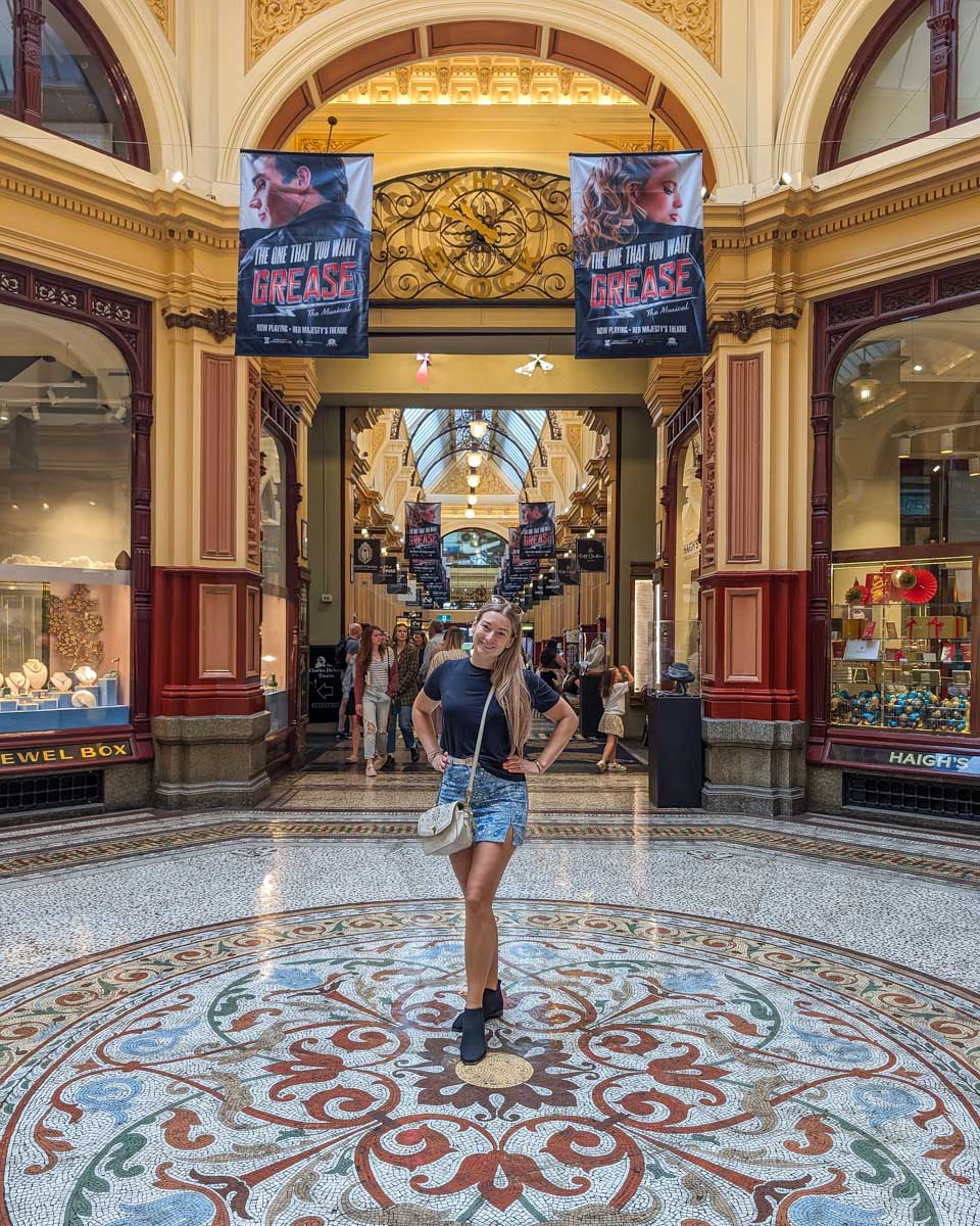 Bailey poses for a photo inside the The Block Arcade in Melbourne Australia