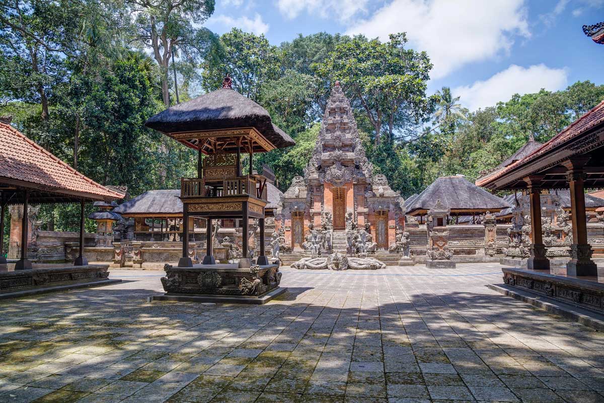 Balinese temple in Ubud Sacred Monkey Forest on Bali Indonesia