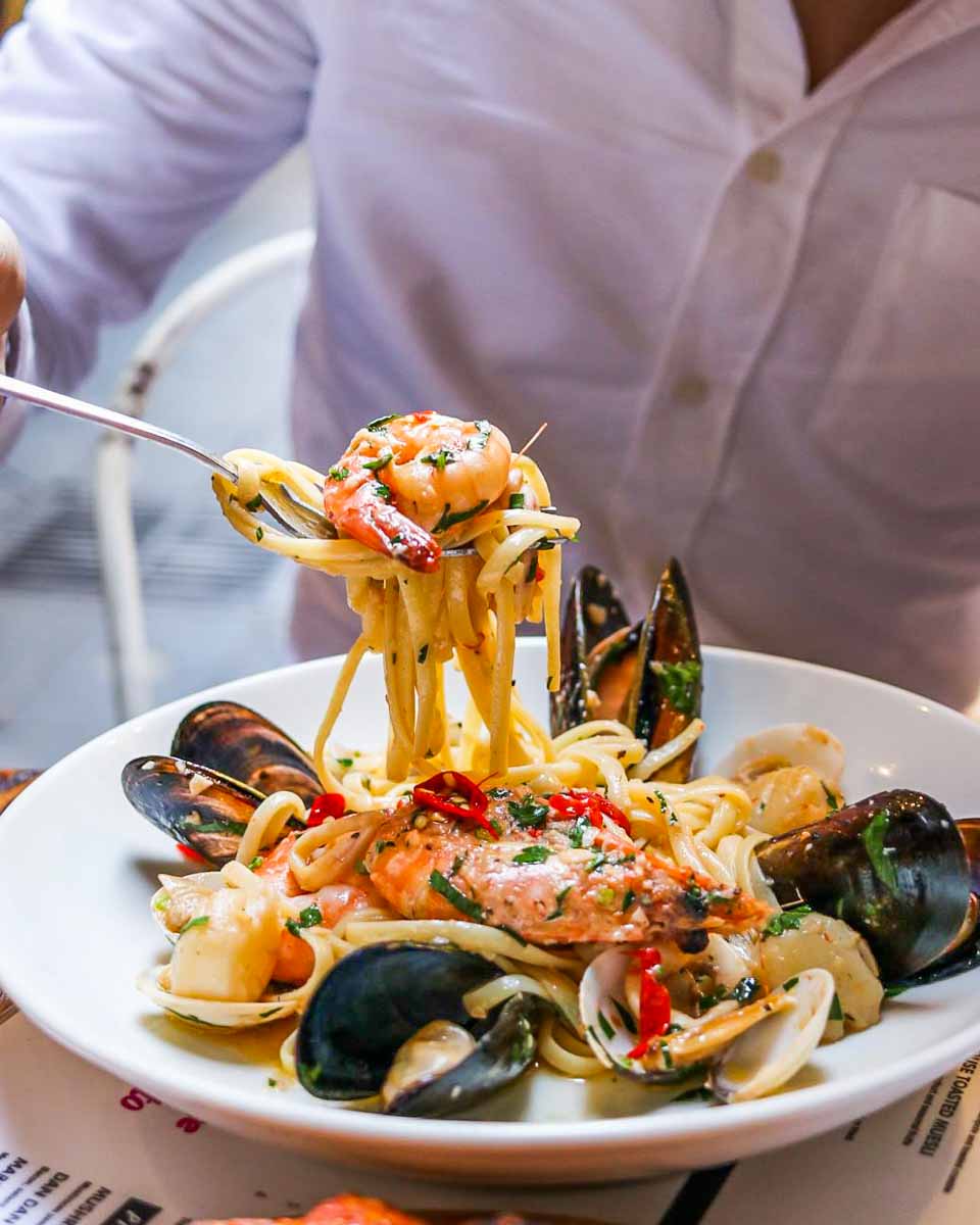 Seafood pasta at Vespa Rossa in Melbourne