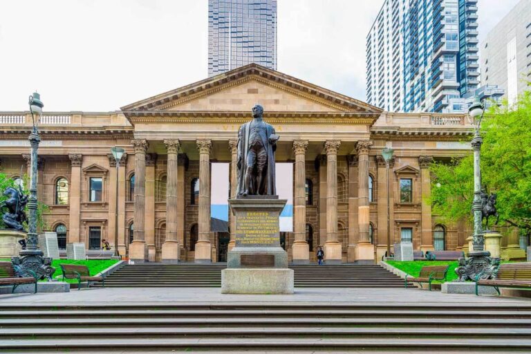 State Library Victoria in Melbourne Australia statue