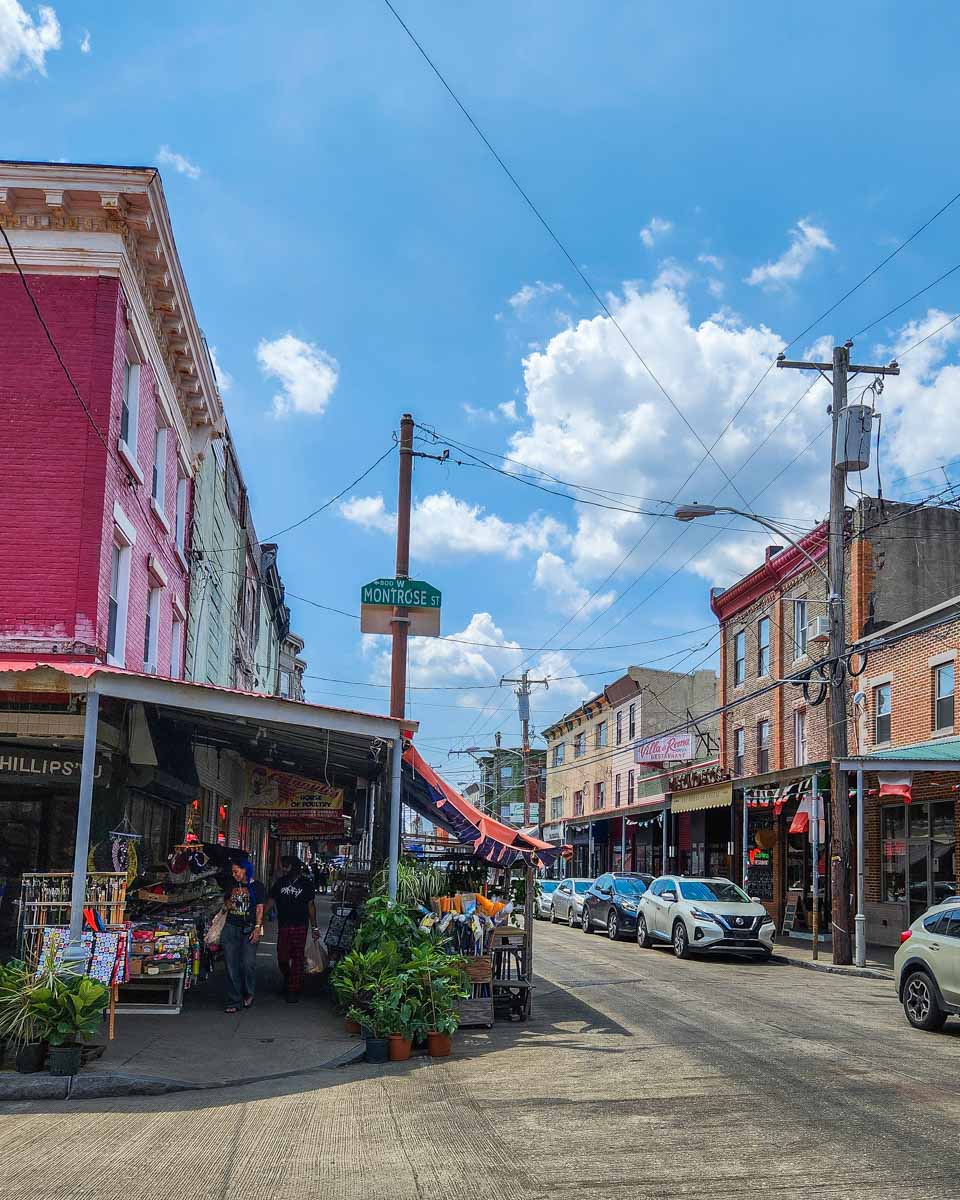 Street view of the Italian Market in Philadelphia