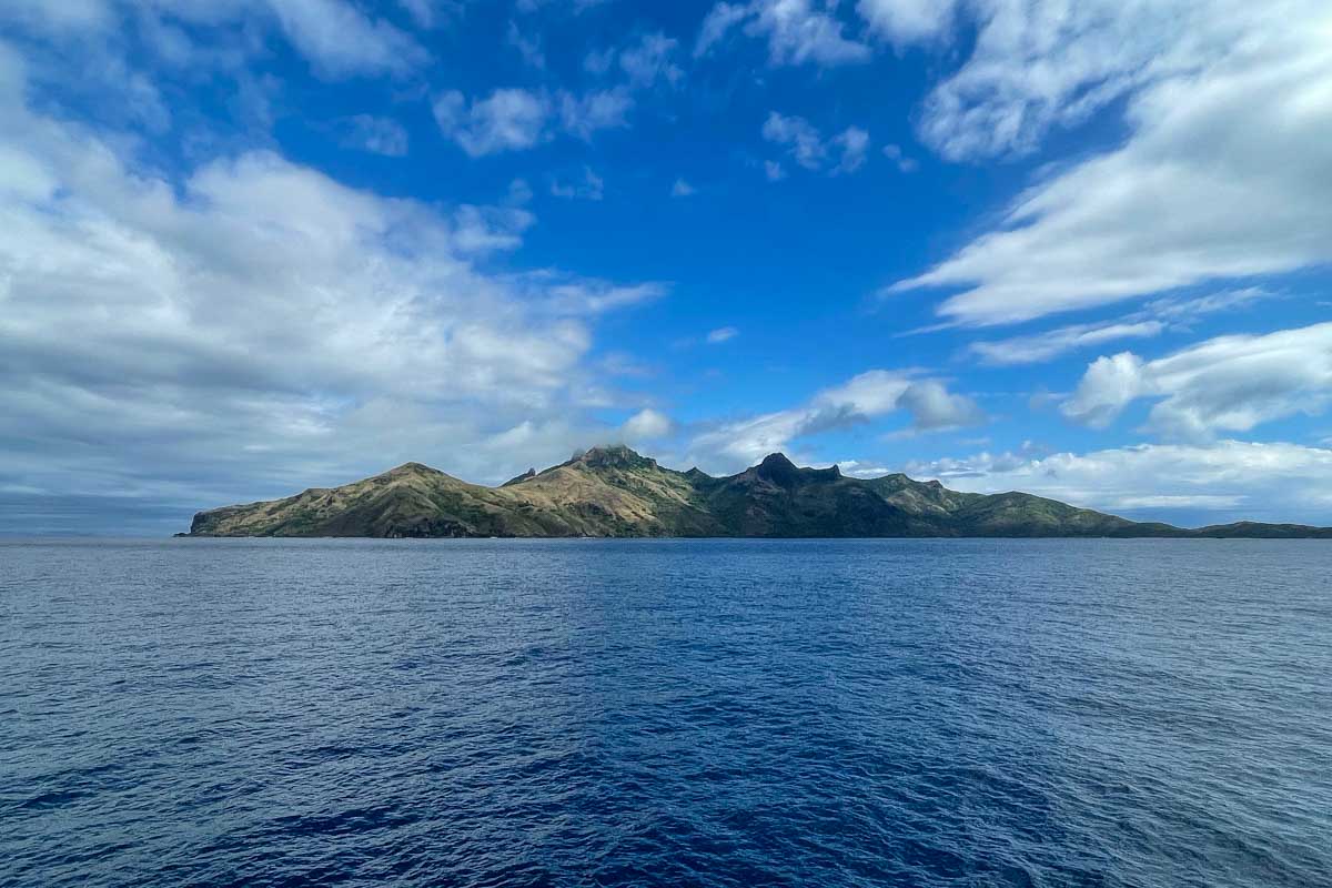View of an island from the ferry as it goes towards a Yasawa Island in Fiji