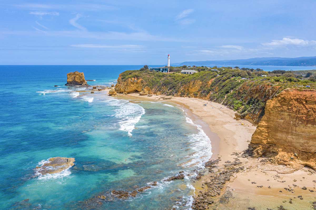 A view of Split Point Lighthouse at Aireys Inlet on the Great Ocean Road