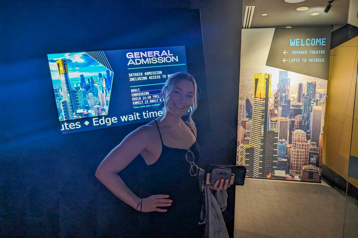 Bailey stands at the beginning of the Melbourne Skydeck