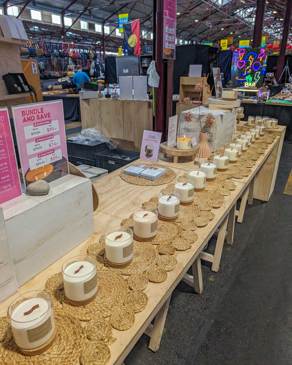 Candles for sale at the Queen Victoria Market in Melbourne Australia