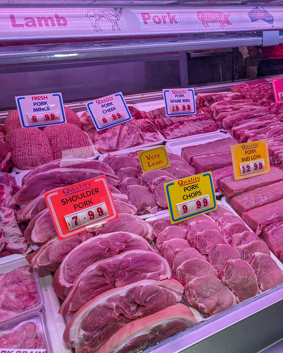 Meat for sale at the Queen Victoria Market in Melbourne Australia 2