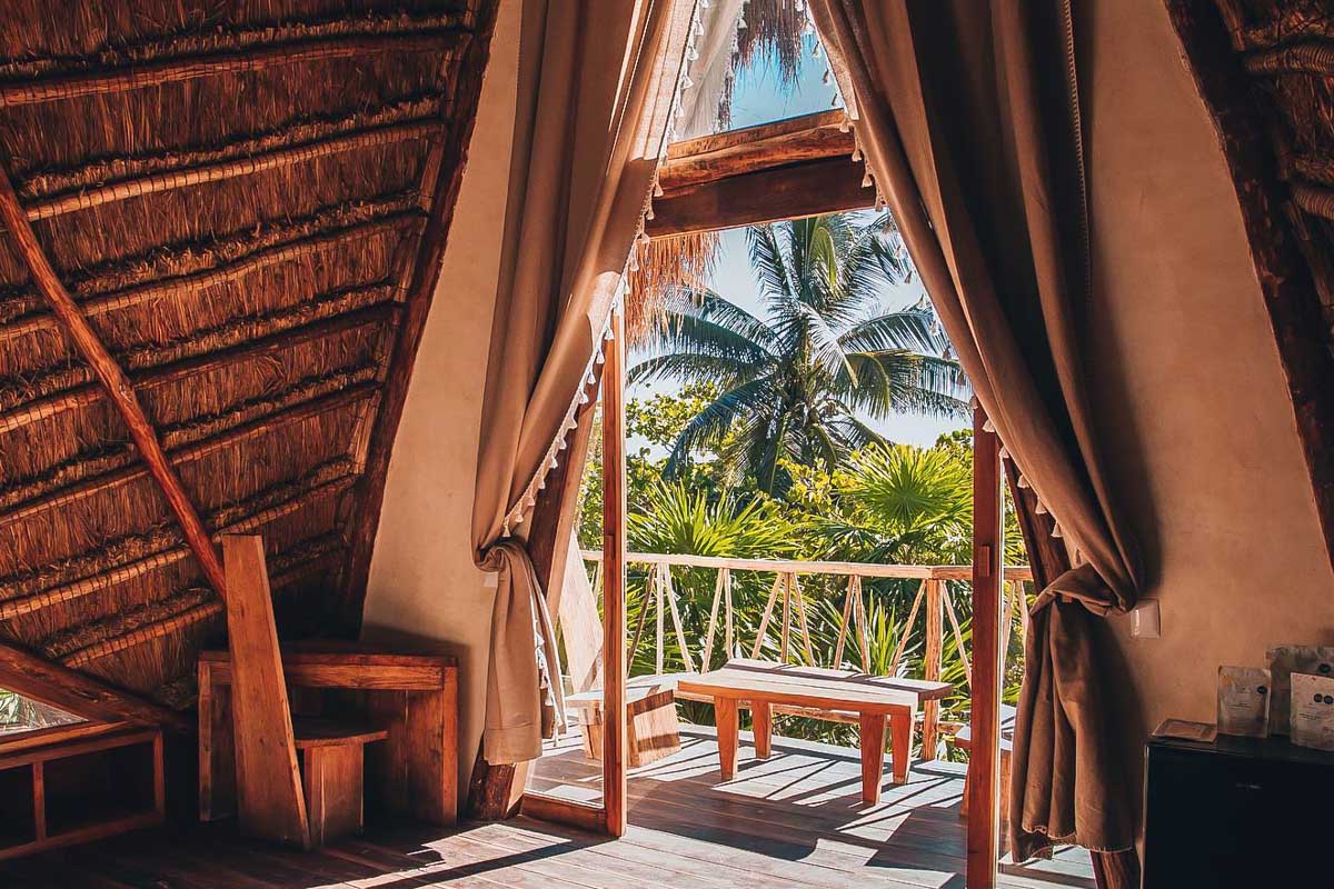View from the treetop bungalow at IKAL Tulum Hotel