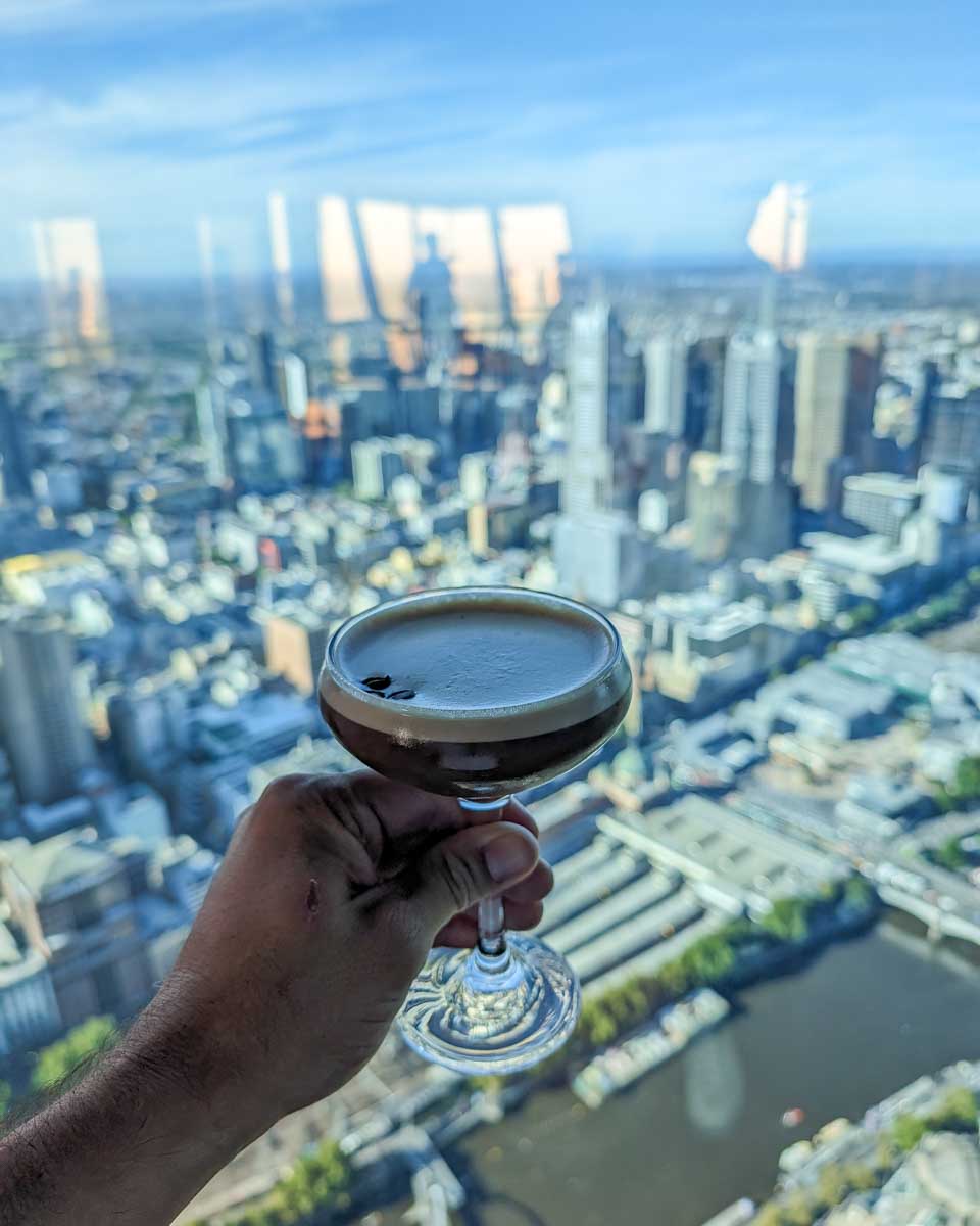 a cocktail in the melbourne skydeck from bar 88