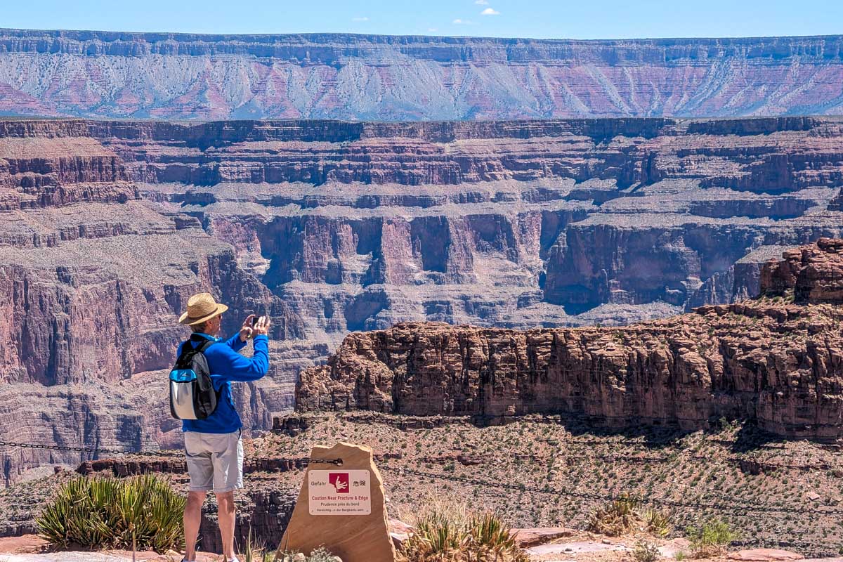 A person at the grand canyon on a tour from Las Vegas