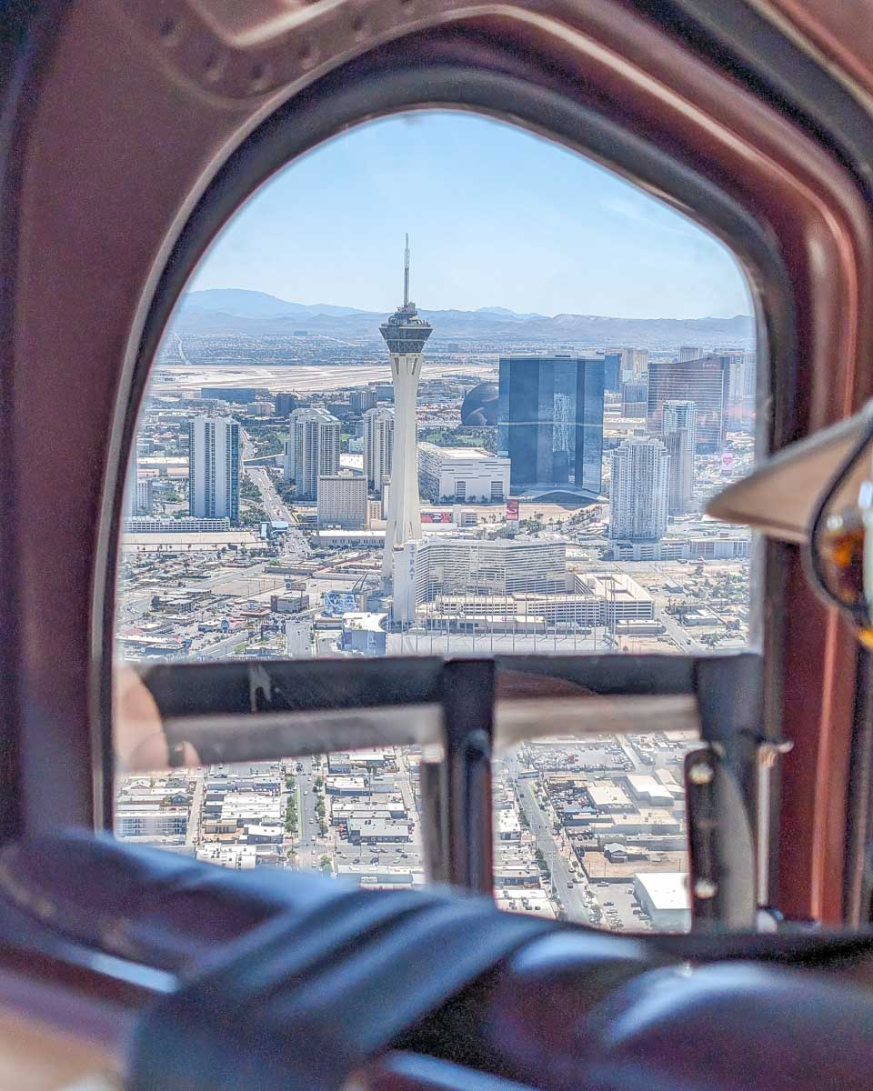 A view of Las Vegas from a helicopter in Las Vegas USA