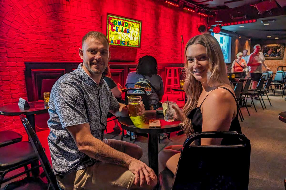 Bailey and Daniel at the Comedy Cellar bar at the Rio in Las Vegas USA