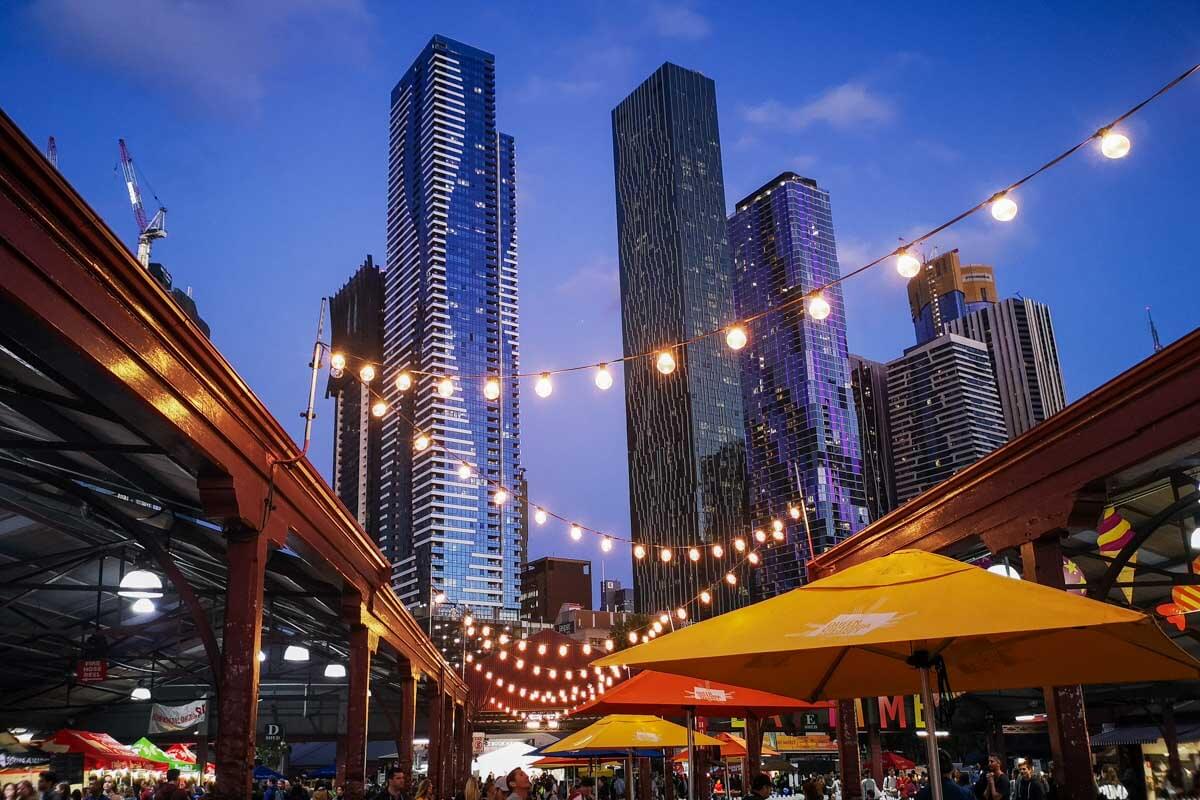 Summer night market in Queen Victoria Market Melbourne Australia