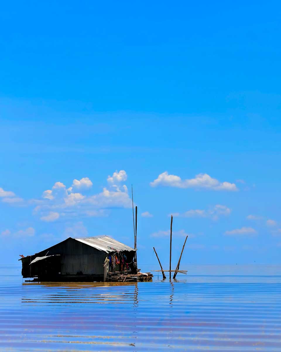 A floating house on Tonle Sap near Siem Reap Cambodia