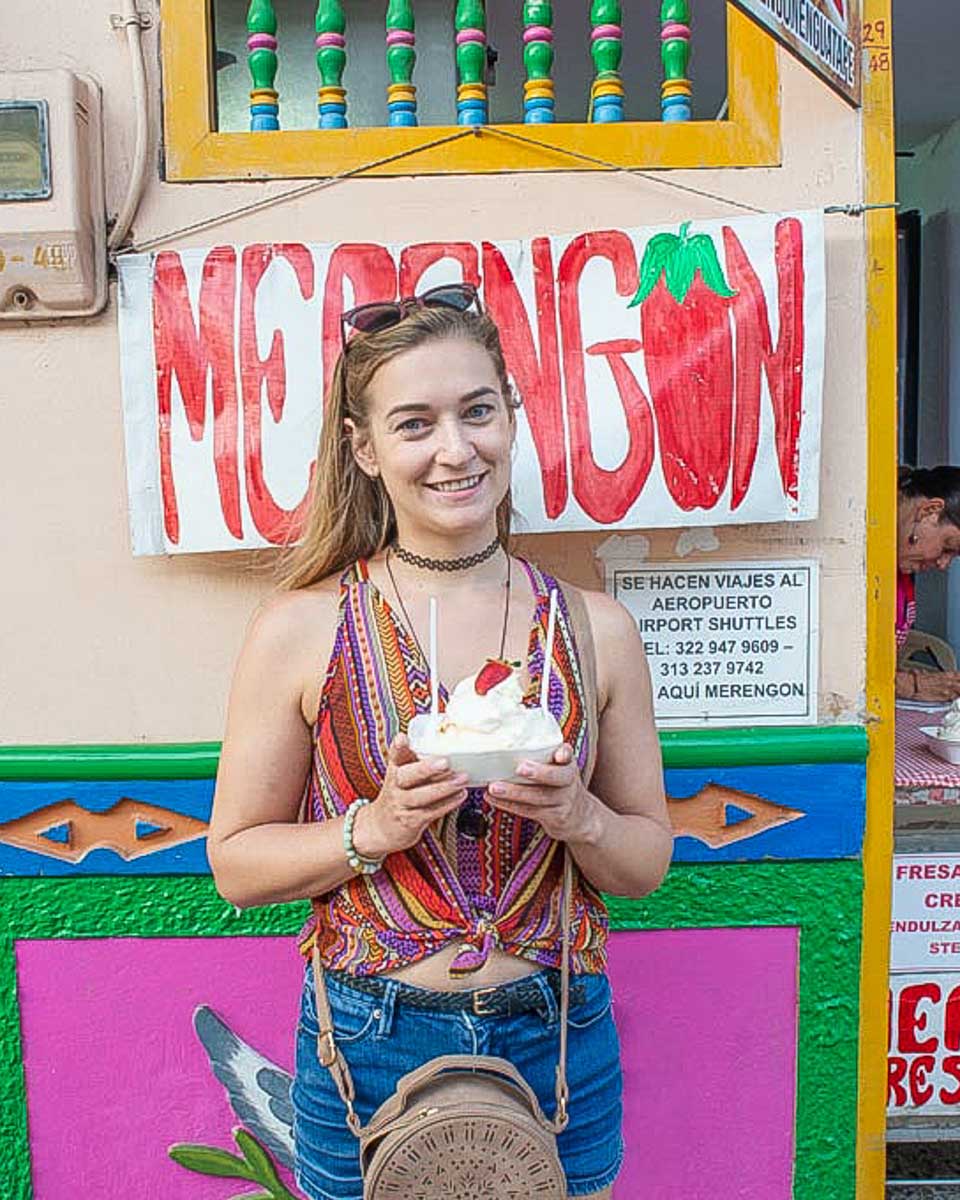 Bailey eats dessert in Guatape