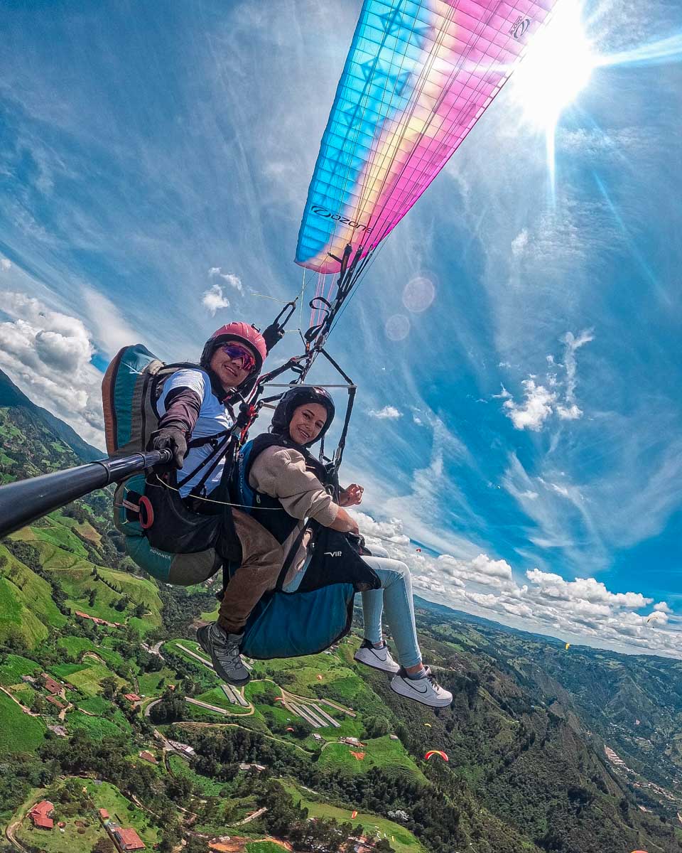Blue Sky Parapente paragliding over Medellin Colombia