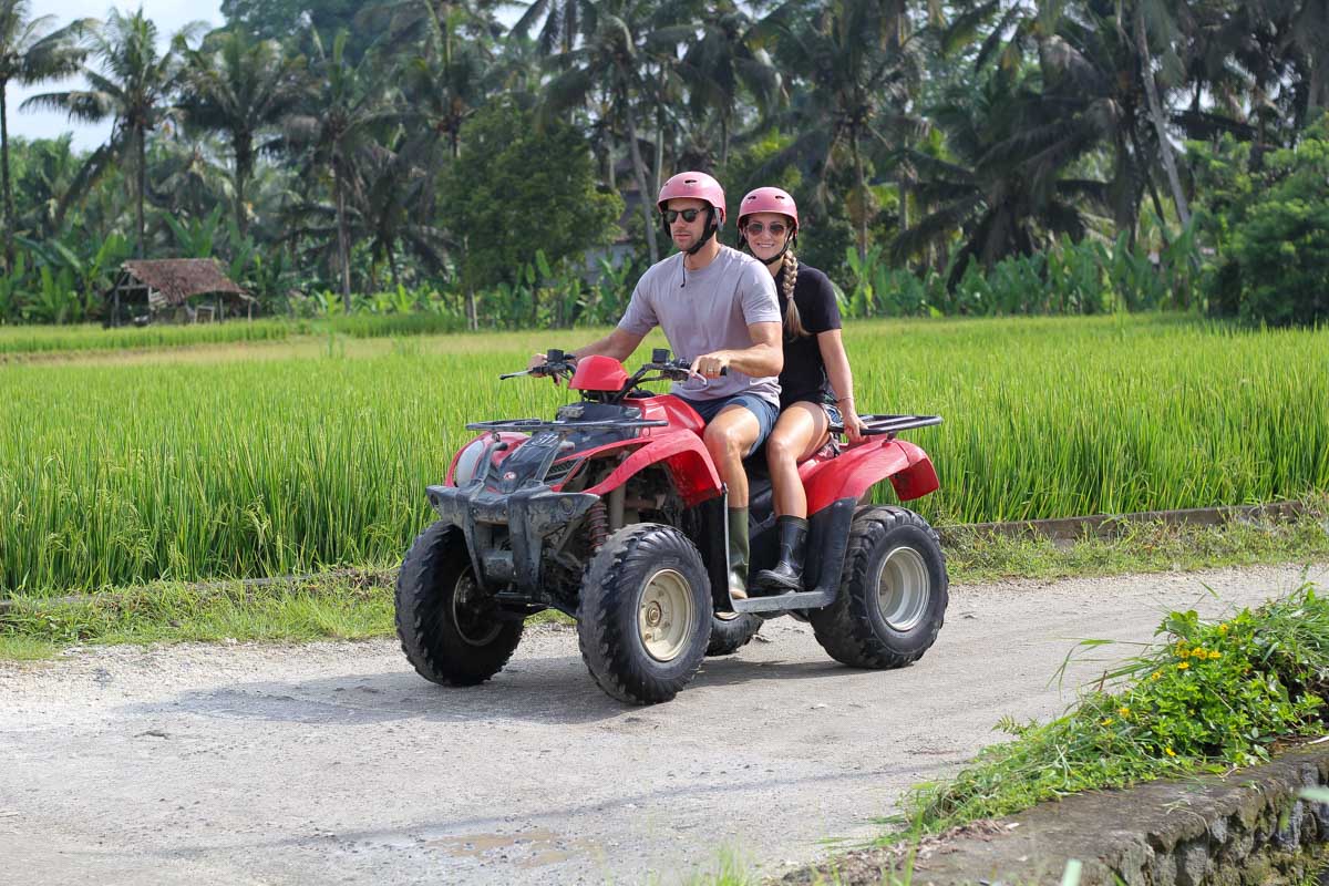 Daniel and Bailey on an ATV tour in Bali