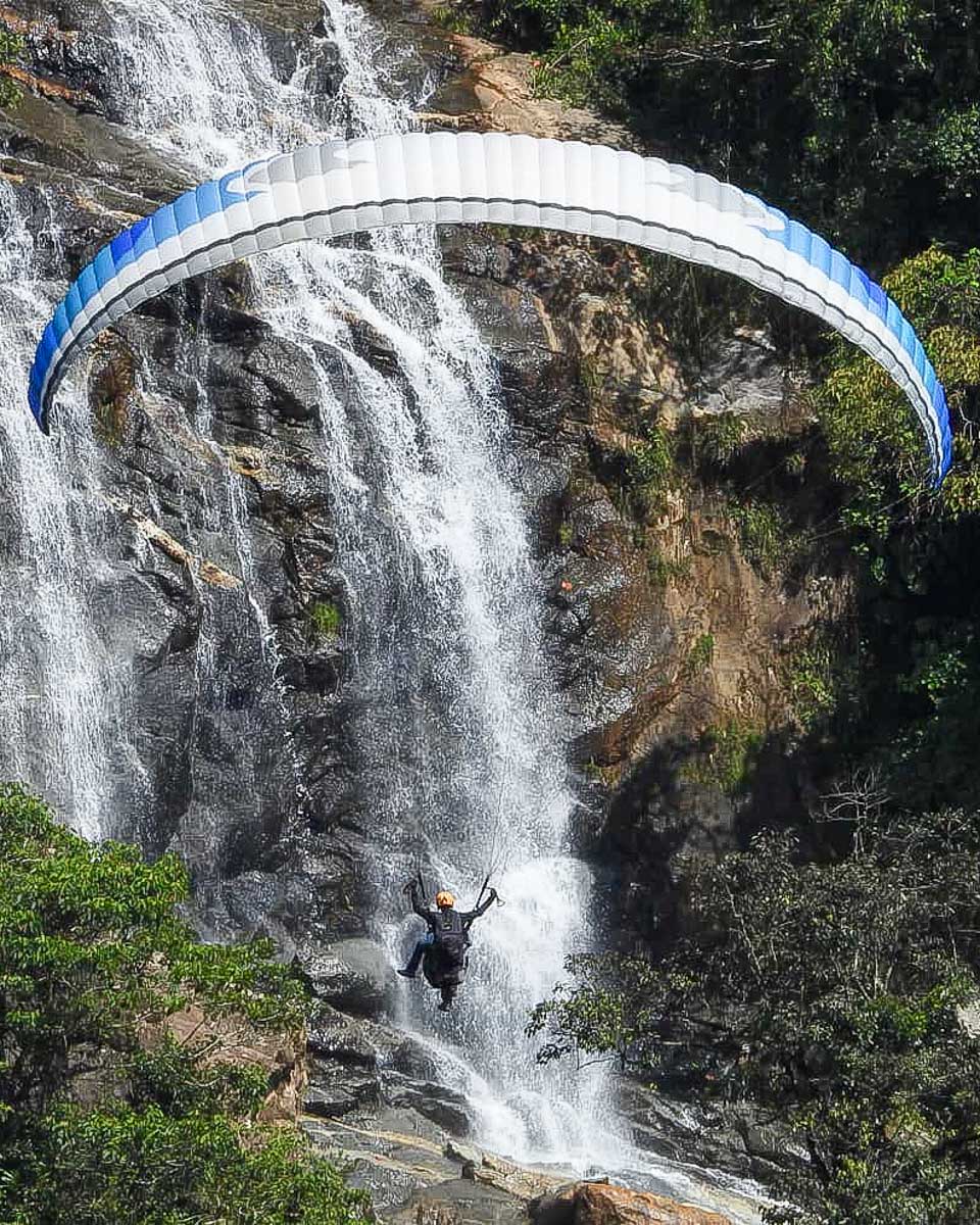 Ecoventure paragliding by waterfall Medellin Colombia