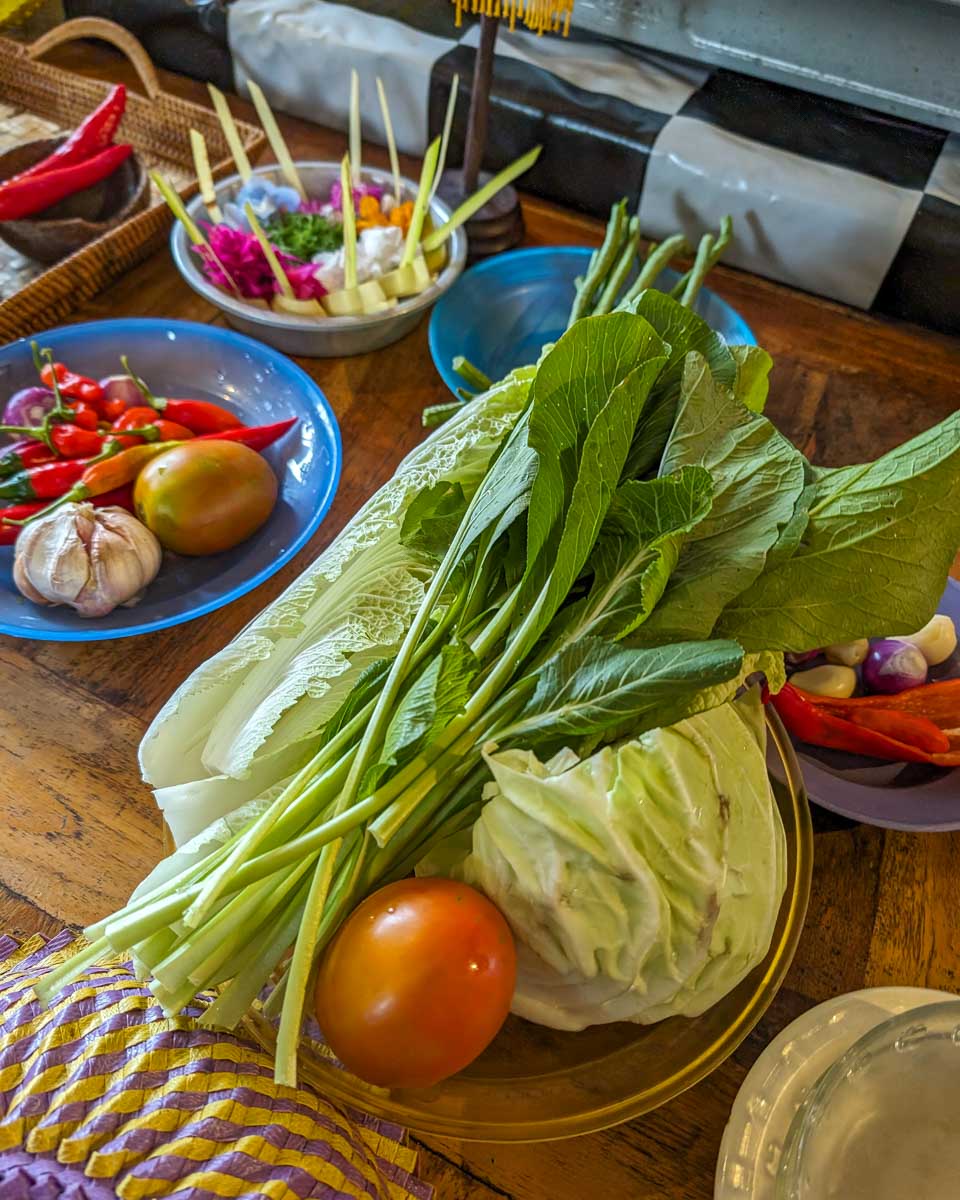 Fresh vegtables during a cooking class in Ubud Bali