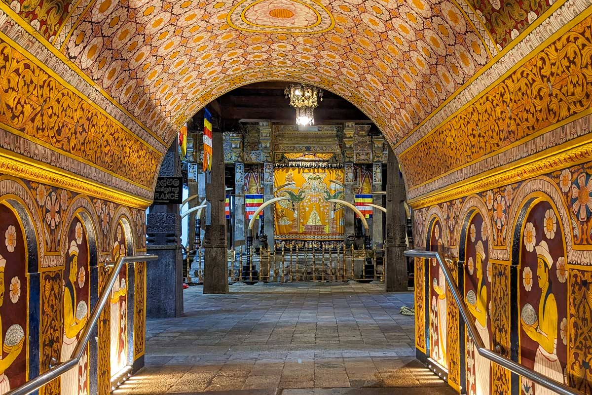 Looking into the Sacred tooth temple in Kandy Sri Lanka