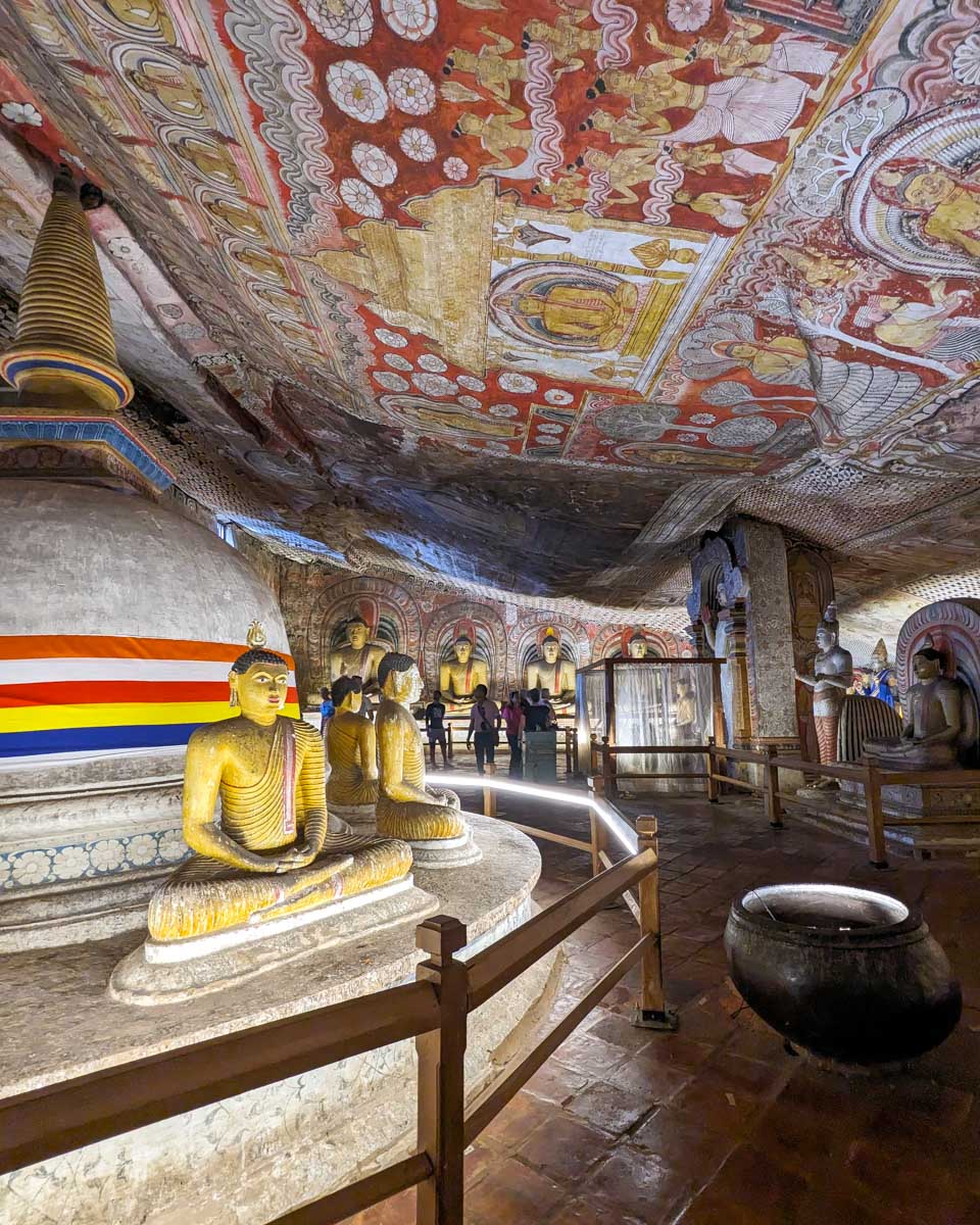 Statues and paintings in Dambulla Caves Sri Lanka