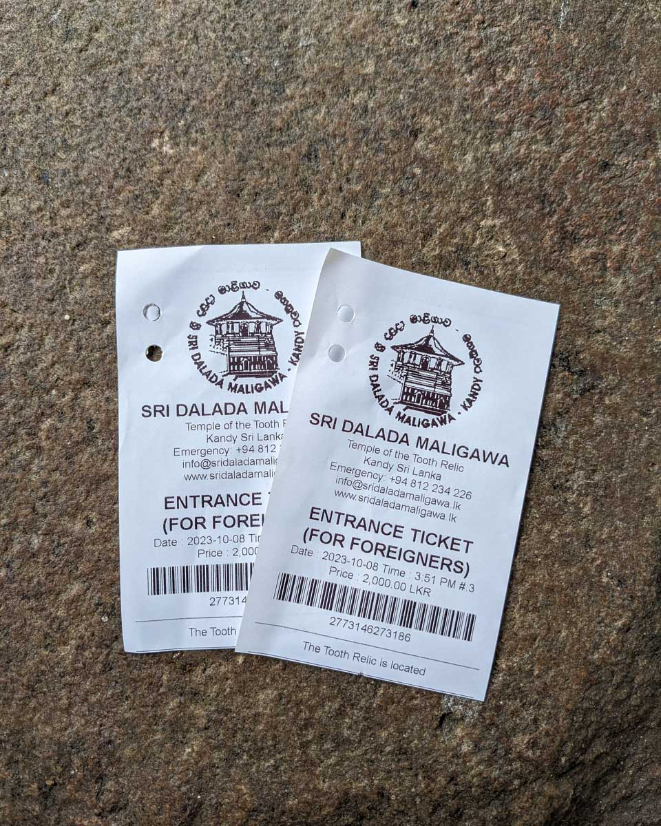 Tickets to the Sacred Tooth Temple in Kandy Sri Lanka