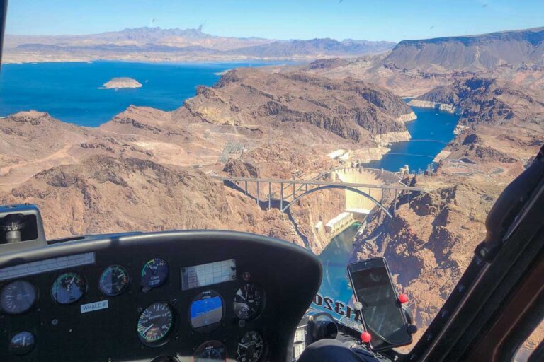 View from the cockpit of a helicopter on a tour to the grand canyon from las vegas USA