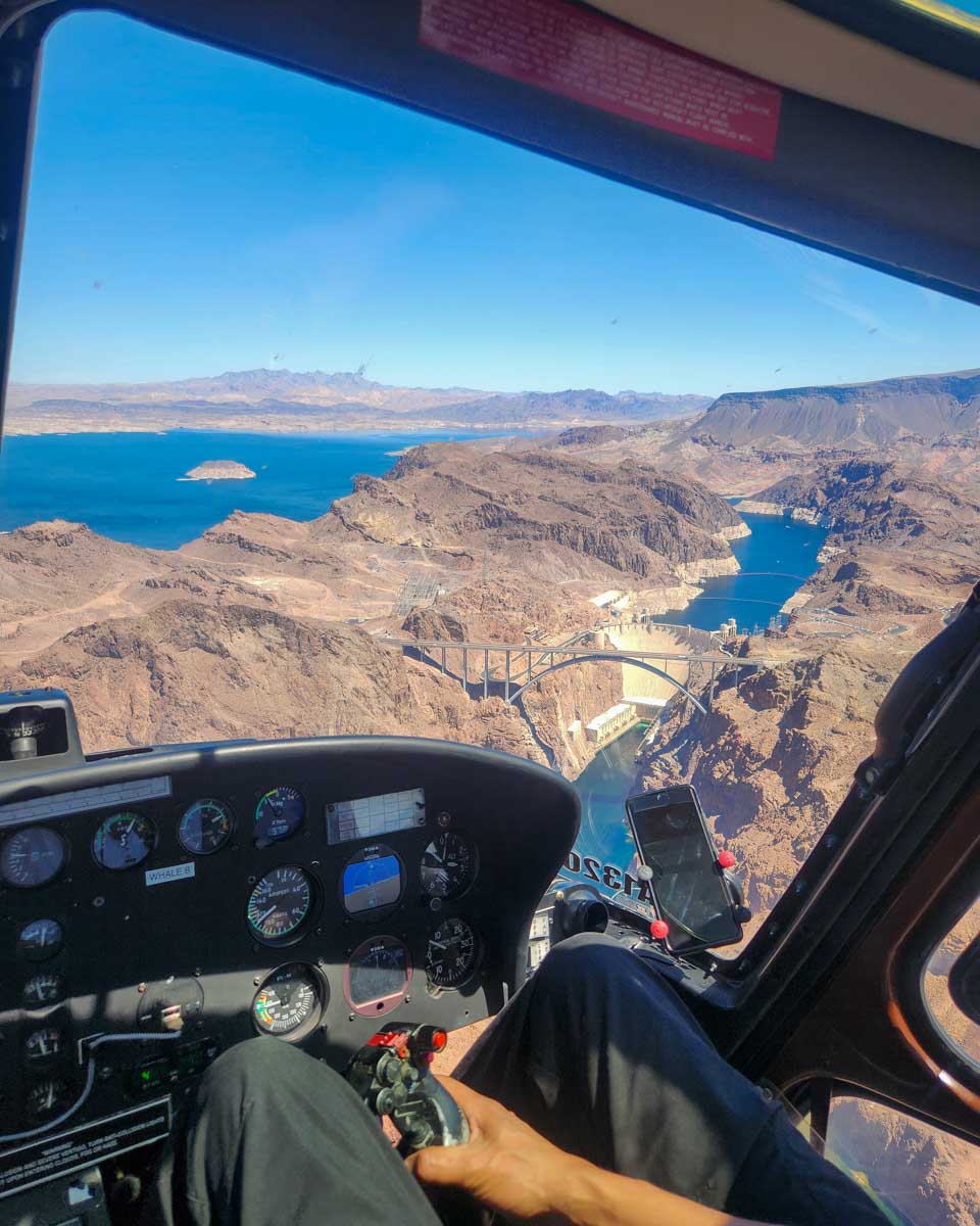 View from the cockpit of a helicopter on a tour to the grand canyon from las vegas USA