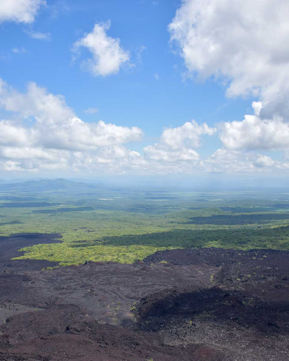 Panoramic view of the landscape by Cerro Negro in Nicaragua
