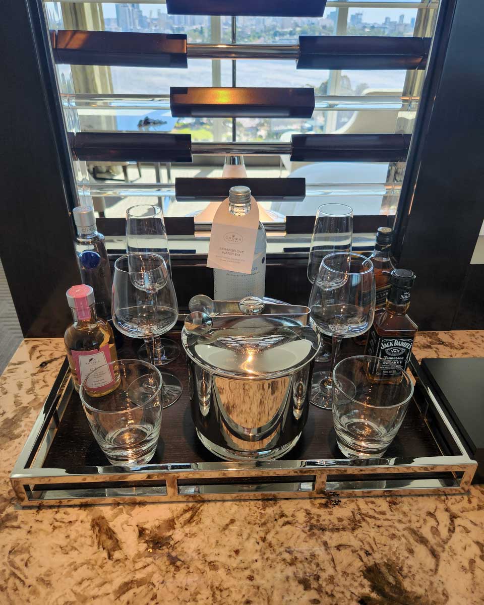 Part of the mini bar at Crown Towers Perth Australia