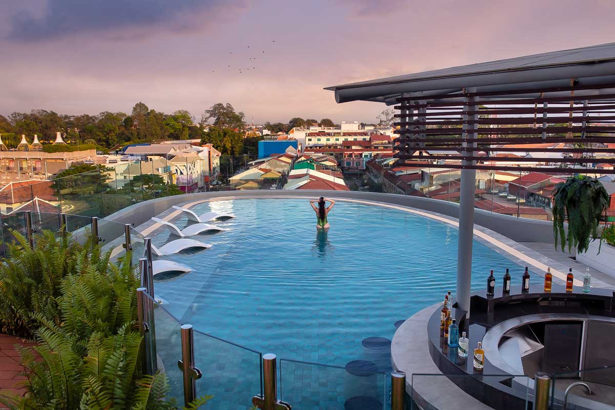 The rooftop pool at Koulen Central Hotel in Siem Reap Cambodia