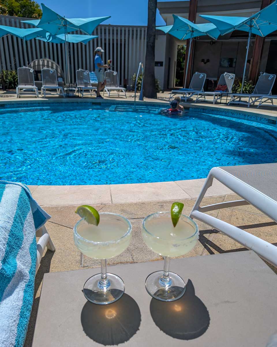 Two drinks by the pool at Crown Towers Perth Australia