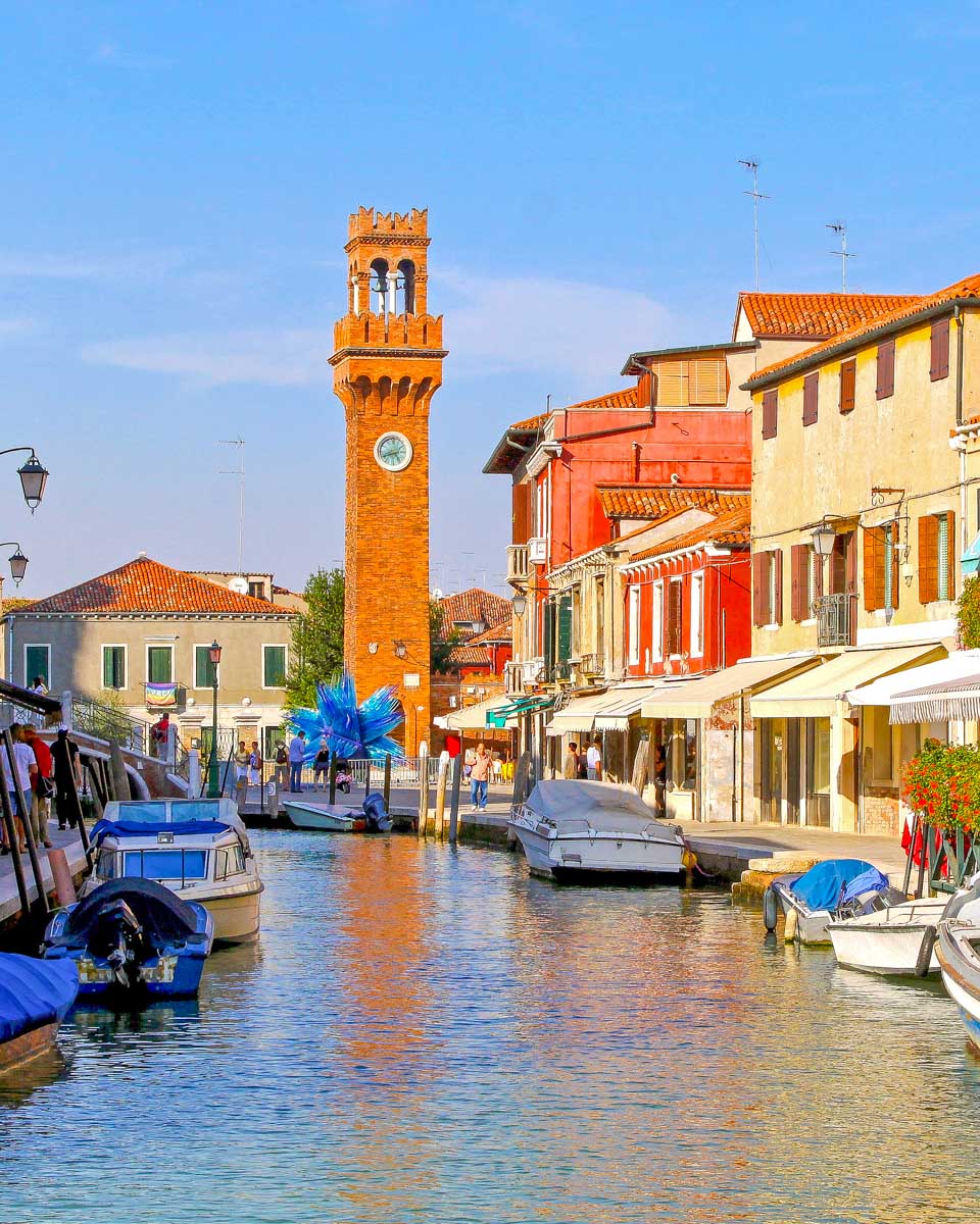 A canal street in Murano Italy near Venice
